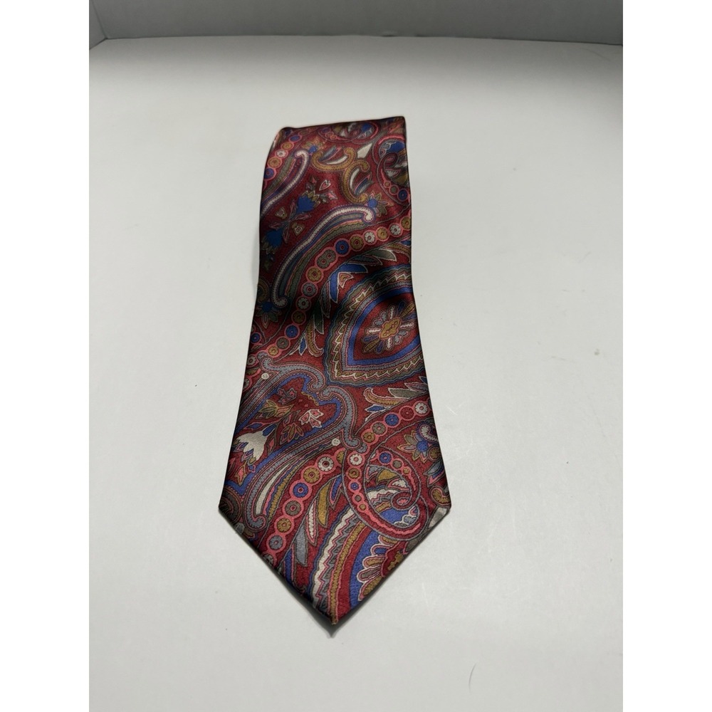Camden Court Mens Paisley Necktie Red Blue Gold Classic Formal USA Made Tie